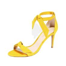 LOSLANDIFEN 2022 New Open Toe Bow Ankle Strap Women Sandals High Heels Ladies Shoes Buckle 9cm Mid Heel Summer Sandal Plus Size 2024 - buy cheap