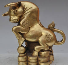 Estátua do zodíaco da china fengshui bronze animal oxen bull gados riqueza yuanbao dinheiro 2024 - compre barato