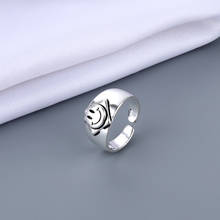 XLLD-anillo abierto de Color plateado antiguo para mujer, sortija ajustable con cara feliz, Simple, hueco, con múltiples caras sonrientes 2024 - compra barato