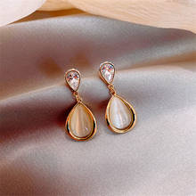 Luxury Female White Crystal Drop Earrings Yellow Gold Color Dangle Earrings For Women Simple Bridal Geometric Wedding Earrings 2024 - buy cheap