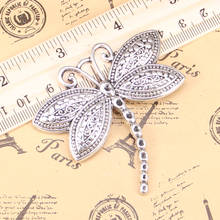 Pingentes antigos de libélula 60x58mm, 4 peças, joias vintage de prata tibetana, colar faça você mesmo com pulseira 2024 - compre barato