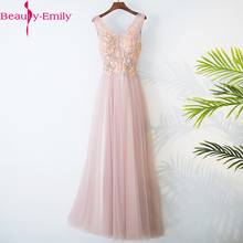 Beauty Emily-vestido de noche romántico de encaje con cuello en V, línea A, tul, sin mangas, con cremallera en la espalda, Formal, para fiesta, novedad de 2020 2024 - compra barato