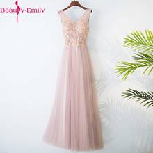 Beauty Emily Romantic V Neck Lace A Line Evening Dress 2020 New Arrival Tulle Sleeveless Zipper Back Formal Party Dress 2024 - buy cheap