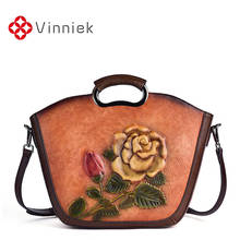 Дизайнерская женская сумка из тисненой натуральной кожи, винтажные сумочки, вместительные Женские сумки в китайском стиле, женские сумки на плечо 2024 - купить недорого