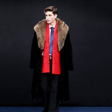 Ftangaiur 2021 Winter Import American black Velvet Mink Fur Coat Fisher Marten Fur Hood Mink Coats Men's X-Long Real Mink Coats 2024 - buy cheap