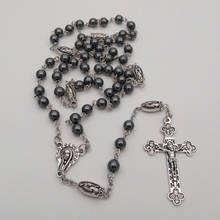 Fashion Non - magnetic black gallstone beads necklace  Retro cross Catholic supplies religion Best friend gift 2024 - buy cheap