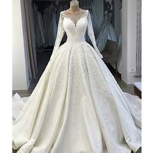 Arabic Long Sleeve Wedding Dress Dubai Luxury Lace Bridal Dress Ball Gown New Vestido De Noiva Custom Made Brautkleider Vintage 2024 - buy cheap