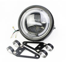 Garfo dianteiro 6.5 "redondo farol da motocicleta retro led drl para cafe racer honda cg125 cb500f benelli leoncino 2024 - compre barato