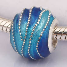 Autêntico s925 grânulo diy jóias azul redemoinhos encantos apto senhora pulseira pulseira 2024 - compre barato