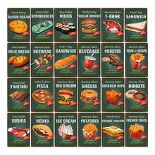 Burger/Pizza/Sushis/French Fries Retro Metal Signs Plaque Canvas Painting Wall Art Poster And Print  Pub Bar Kitchen Restaurant 2024 - buy cheap