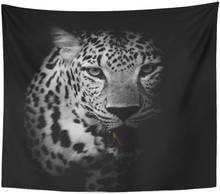 Black Leopard Portrait White Animal Photography Wildlife Fierce Tapestry Home Decor Wall Hanging for Living Room Bedroom Dorm 2024 - buy cheap