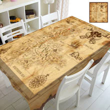 Vintage Old Paper Pirate Treasure Map Kitchen Dining Decor Grunge Treasure Map Tablecloth for Party Table Cloth Rectangle Square 2024 - buy cheap