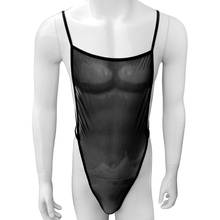 Body modelador para homens, roupa íntima, transparente e apertada, com gaze, sissy, mankini 2024 - compre barato