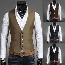 Men Formal Dress Vest Suit Slim Tuxedo Waistcoat Coat Business Wedding Party 2024 - buy cheap