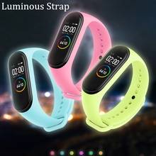 mi band 3 accessories miband 4 luminous strap replacement silicone sport wriststrap for xiaomi mi band 4 3 smart watch bracelet 2024 - buy cheap