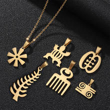 African Traditional Symbol Pendant Necklaces for Stainless Steel Gold/Steel Color Africa Adinkra Gye Nyame Ethnic Jewelry Gifts 2024 - buy cheap