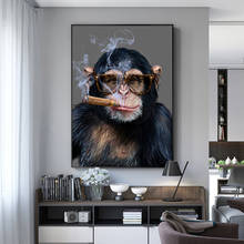 Monkey Gorilla Smoking Poster Wall Art Pictures for Living Room Animal Prints Modern Canvas Painting Home Decoration 2024 - buy cheap