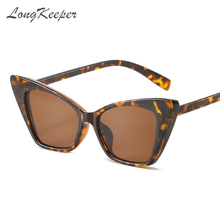 Солнцезащитные очки женские LongKeeper, винтажные, кошачий глаз, 2021, в стиле ретро, с леопардовым принтом, черные, UV400 2024 - купить недорого