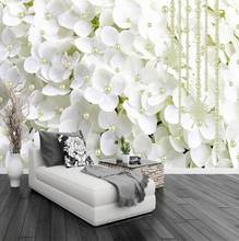 Papel tapiz estereoscópico 3D de flores blancas, joyería, perla, foto, sala de estar, Interior del hogar, decoración de pared, Mural 2024 - compra barato