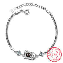 Pulseiras de prata esterlina 925, dupla camada, formato de coração, para mulheres, projeção, joias finas, presente de dia dos namorados, mãe 2024 - compre barato