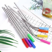 1 set Reusable Stainless Steel Straws Straight Bent Drinking Straws with Silicone Tips Hot Cold Beverage Metal Drinking Straw 2024 - buy cheap