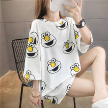 2021 verão moda tshirt topos feminino solto manga longa camiseta engraçado impressão oversize senhoras camisetas 2024 - compre barato
