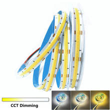 Tira de luces LED COB de alta densidad, 12V, 24V, CCT, 3000K-6000K, 576LED, Flexible, COB, 10mm, RA90, con lineal blanco para Decoración 2024 - compra barato