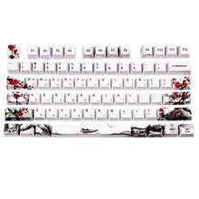 5 lados sublimação de tinta 110 teclas pbt keycap oem coreano flor de ameixa japonesa 2024 - compre barato