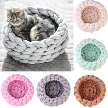 Pet Cat Bed House Handmade Knit Puppy Pillow House Soft Warm Dog House Mat for Cat Small Dog 5 Color Pet Sleeping Cave Cozy Beds 2024 - buy cheap