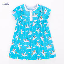 Little Maven New Summer Kids Sky Blue Pegasus Horse Printed O-neck Girls Pocket 2-6yrs Short Cotton Knitted Dresses 2024 - buy cheap