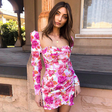 Fashion Women Retro Tunic Long Sleeve Floral Print Bodycon Dresses Summer Beach Sexy Ladies Vintage Dress 2020 2024 - buy cheap