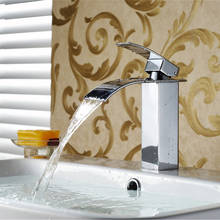 Смесители Vidric 503C для раковины, элегантный кран из латуни «Водопад» для ванной комнаты, с одним рычагом, крепление на раковину, большой квадратный носик 2024 - купить недорого