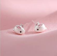 New Korean Cute Animal Earrings for Women Silver Color Jewelry Small Rabbit Stud Earrings Bunny Whale Dog Earings Kids Gifts 2024 - buy cheap