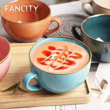 FANCITY-taza de cerámica creativa para el hogar, taza nórdica de gran capacidad para desayuno, sopa, té, oficina, taza de agua para parejas 2024 - compra barato