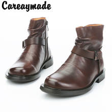 Careaymade-Handmade plain style single boot full leather barefoot  women's short boots cow leather women's boots Martin boots 2024 - buy cheap