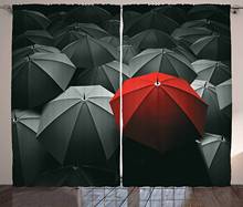 Red and Black Window Curtains Happiness in Sadness Art Rainy Stormy Day Umbrellas Photo Living Room Bedroom Decor Curtain Window 2024 - buy cheap