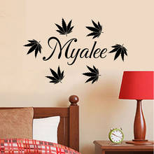 Wall Decals Kids Room Maple leaves Personalized Custom Name  Wall Stickers Baby Girls Bedroom Decor Custom Design Home Art Mural 2024 - buy cheap