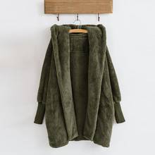 Plush Lambskin Fleece Coat Women Winter Fluffy Plus Size Fashion Warm Solid Hooded Fleece Coat Warm Soft Female Overcoat 2024 - buy cheap