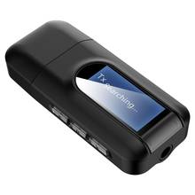 2в1 USB Bluetooth 5,0 аудио приемник передатчик для ТВ динамик автомобиля ПК 3,5 мм разъем стерео AUX беспроводной адаптер с ЖК-дисплеем 2024 - купить недорого