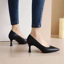 Pxelena sapatos de salto alto femininos, calçados clássicos baixos de bico fino sem cadarço para mulheres, tamanhos 34-46, novo, 2021 2024 - compre barato
