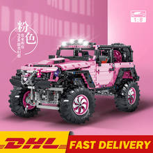 MOC техническая модель автомобиля 1: 8 внедорожник автомобиль строительный блок Jeeped Wrangler Rubicon розовый автомобиль кирпичи игрушки детские подарки 2024 - купить недорого