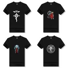 Camiseta feminina estampa de algodão totalmente de metal alchemist, cosplay, verão, casual, camiseta feminina, manga curta 2024 - compre barato