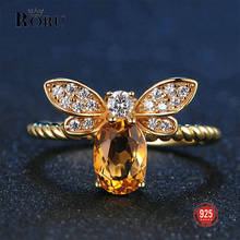 100% 925 Sterling Silver Ring Natural Ametrine Stone Jewelry 18K Gold-plated Gemstone Rings Fashion Small Bee Ring for Women 2024 - buy cheap