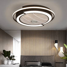 Round Ceiling Light with Fan and Remote Slient Modern LED Black Dimmable Ceiling Lamp for Dining Room Bedroom Living Room 2024 - buy cheap