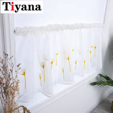 Cortina de tul de flores amarillas para cocina, cortinas de media ventana, cortinas rústicas transparentes para sala de estar, cortina de Panel corto DL53X 2024 - compra barato