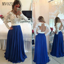 Royal Blue Long Sleeve Evening Dresses Party Plus Size Lace Ladies Women Prom Formal Dresses Evening Gown 2024 - buy cheap