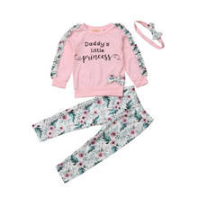 Emmababy-Conjunto de ropa de manga larga para bebé, Tops con estampado de flores y pantalones florales, banda para la mano, 3 uds. 2024 - compra barato