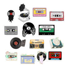 Эмалированные булавки для музыкальных влюбленных, лента, кассета, DJ, виниловая запись, проигрыватель, значки, броши, булавка, панк, ювелирные изделия, подарок для друзей, оптовая продажа 2024 - купить недорого