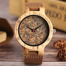 Relógio de pulso com folha de cortiça quebrada e exclusiva, relógio de quartzo madeira genuíno marrom, masculino e feminino com pulseira de couro 2024 - compre barato