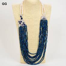 GG Jewelry-collar de ágata azul perla blanca, colgante de Circonia cúbica, 31" 2024 - compra barato